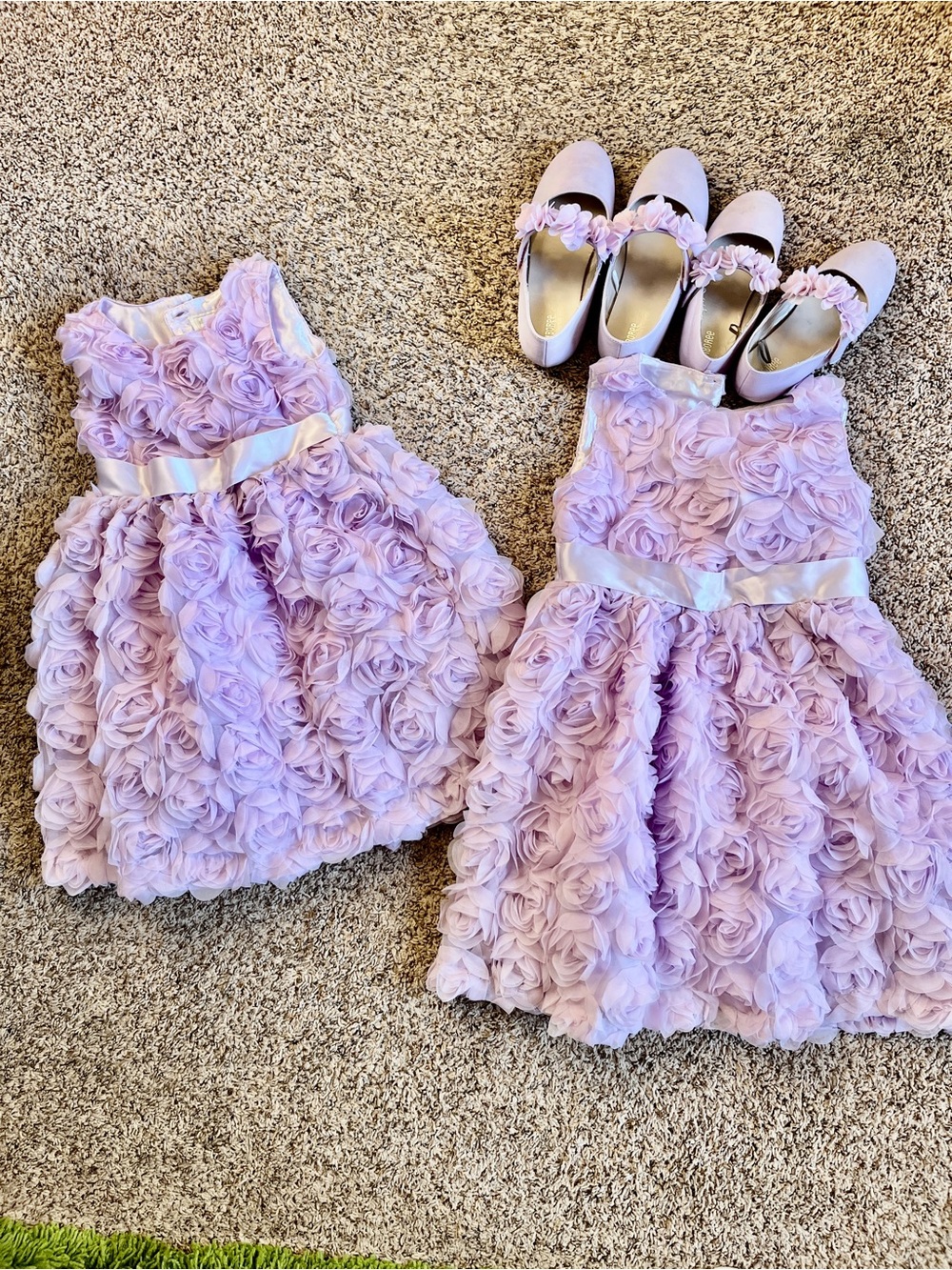 Gymboree Lavender Rosette Flower Girl Matching Dresses with Bow